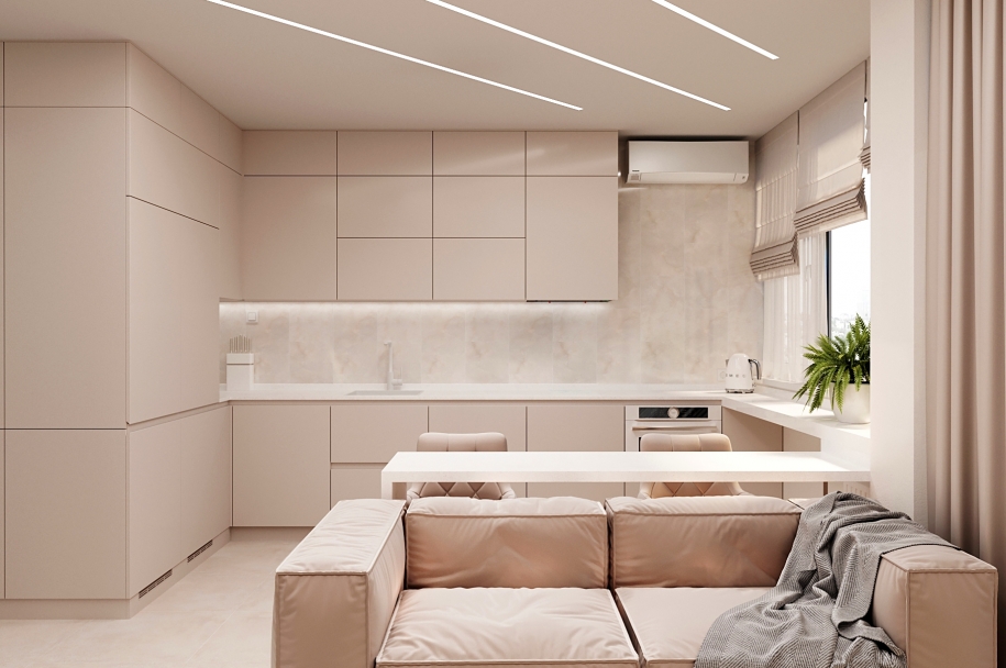 Дизайн однокомнатной квартиры площадью 40.7 м. кв. для семейной пары без детей