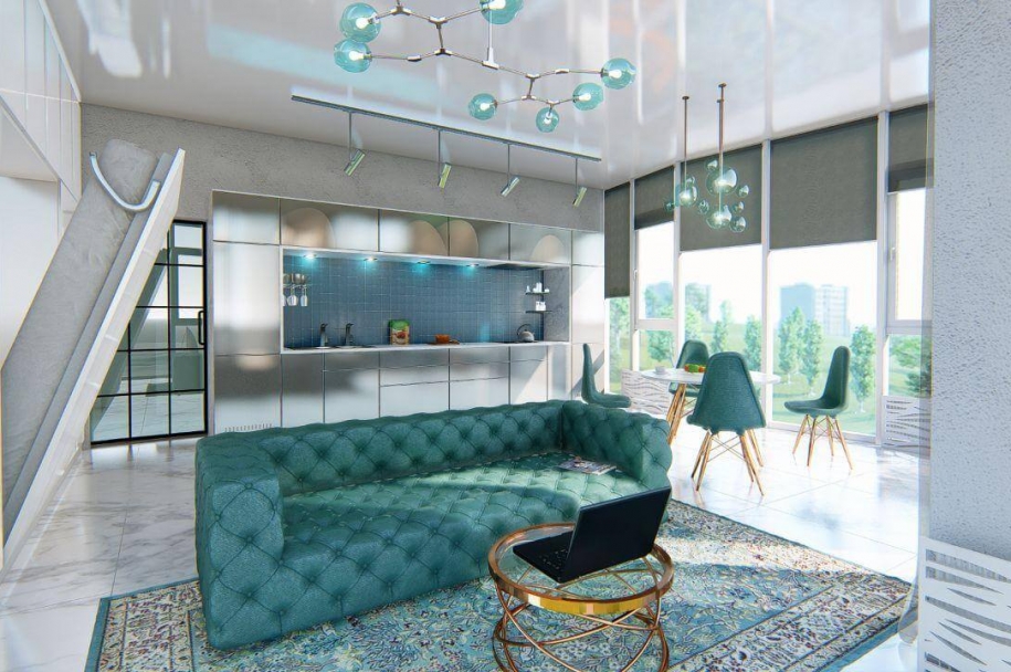 Design of a two-room apartment with an area of 78 sq. м. for a couple